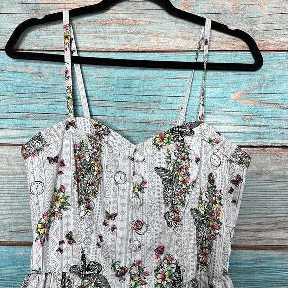 Hell Bunny Floral Skeleton Punk Sundress Size Large - Picture 3 of 9